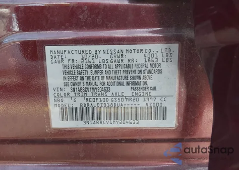 2021 Nissan Sentra Sv Xtronic Cvt z USA, uszkodzony, nr VIN 3N1AB8CV1MY204633